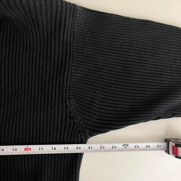 vintage 90s black indie skater grunge ribbed turtleneck sweater - Picture 5 of 7